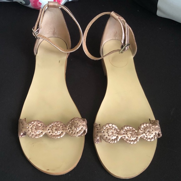 JACK ROGERS Daphne Ankle Strap Flat Sandal Rose Gold 8.5M - Picture 2 of 7